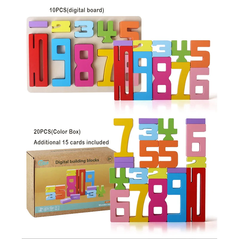 Wooden educational digital blocks
