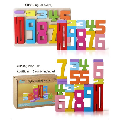 Wooden educational digital blocks